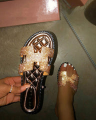 Zapatillas planas con diamantes de imitación