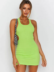 Ärmellose Tank-Kleider mit Rundhalsausschnitt