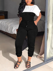 Jumpsuit mit Kordelzug und Farbblockdesign