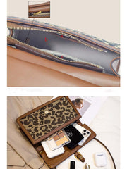 Eine Schultertasche mit Leoparden-Patchwork