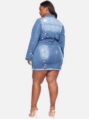 Vestido corto de mezclilla desgastado con botones