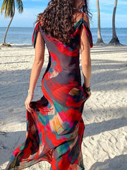 Figurbetontes Maxikleid mit Blumenmuster