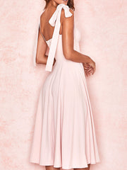 Vestido midi con abertura alta y fruncido elástico