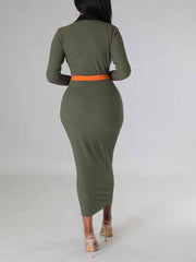 Vestidos con cinturón y bloques de color acanalados