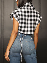 Plaid Asymmetrical Tops