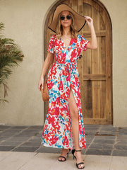 Vestido largo ajustado con estampado floral