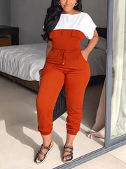 Jumpsuit mit Kordelzug und Farbblockdesign