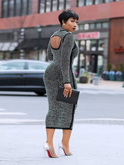 Rhinestone Stretchy Cut Out Dress