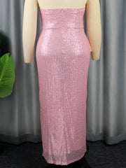 Schlauchkleid mit Pailletten und Schleife