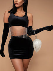 Cartera de noche con borlas de diamantes de imitación