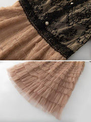 Vestido de tul con volantes y encaje