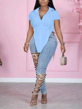 Langärmlige Hemdoberteile mit Knopfleiste