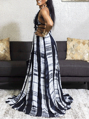 Vestido largo con efecto tie dye y cuello halter