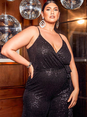Ärmelloser Jumpsuit mit Pailletten