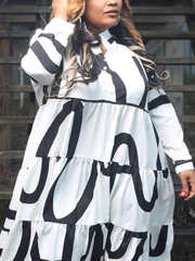 Vestido midi holgado informal de manga larga