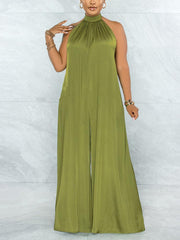 Rückenfreier Neckholder-Jumpsuit aus Satin