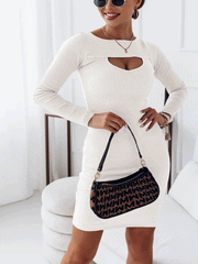 Vestido mini con aberturas y canalé