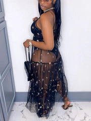 Sequin Sheer Cover-up Dress