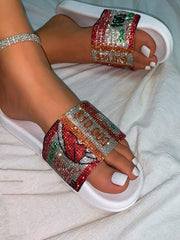 Pantuflas de dólar con diamantes de imitación