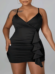 Minivestido fruncido con tirantes finos