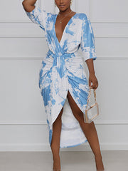 Batik-Kleider mit Schlitz und Falten