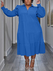 Vestido largo con escote en V y volantes