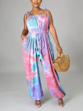 Ärmelloser Bandage-Jumpsuit mit Batikmuster