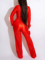 Mono plisado con escote en V profundo