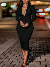 Vestido midi ajustado con abertura y cordón ajustable