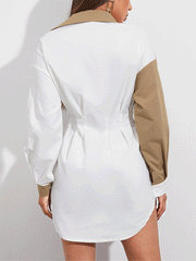 Mini-Hemdkleid mit Patchwork-Tasche