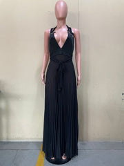 Halter Chiffon Pleated Dress