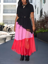 T-Shirt-Kleid aus Tüll-Patchwork