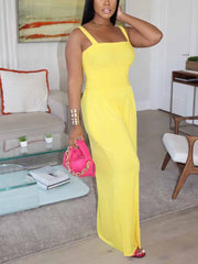 Jumpsuits mit Spaghettiträgern und weitem Bein