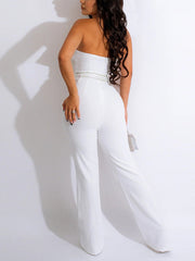 Rhinestone Strapless Mesh Jumpsuit