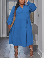 Vestido largo con escote en V y volantes