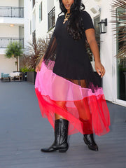 T-Shirt-Kleid aus Tüll-Patchwork