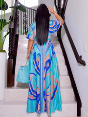 Bedrucktes Maxikleid mit V-Ausschnitt