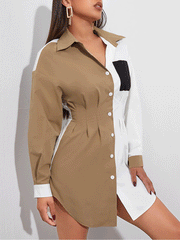 Mini-Hemdkleid mit Patchwork-Tasche