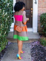 Lockeres Midikleid mit Farbblockdesign