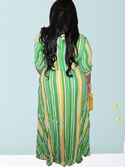 Gestreiftes Maxi-Hemdkleid mit Gürtel