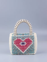 Bolso cuadrado con cuentas y bloques de colores