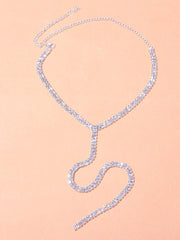 Collar con lazo en forma de Y con decoración de diamantes de imitación