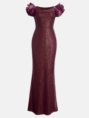 Pailletten-Patchwork-Fischschwanzkleid aus Leder