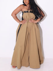 Strapless Loose Jumpsuit with Belt