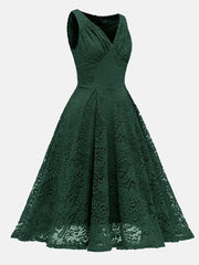 Vestido midi de encaje sin mangas