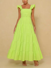 Sleeveless Tie-up Solid Maxi Dress