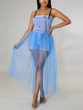 Top de tul de mezclilla