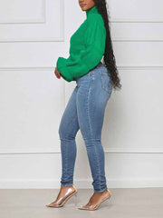 Rollkragenpullover mit Puffärmeln