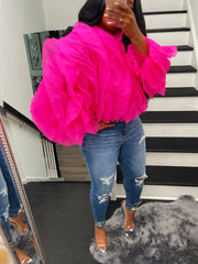 Ruffle Layered Sheer Chiffon Top