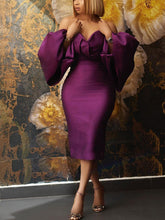 Vestido de noche con mangas de farol